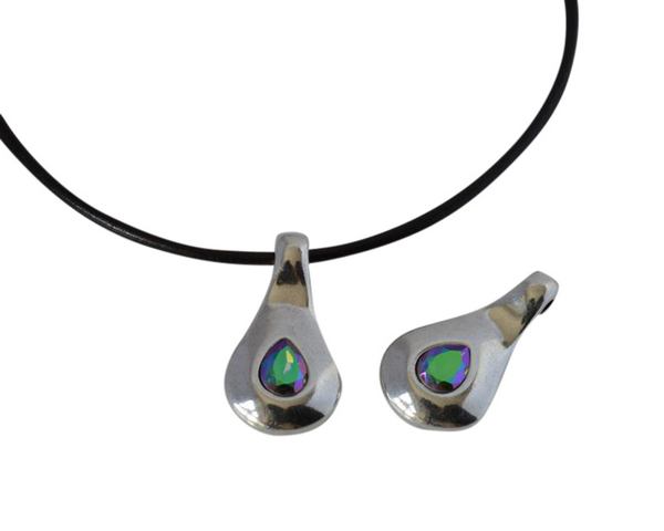 Swarovski and metal pendant 27x14mm. Silver-Paradishine. Inn.2.2mm