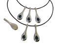 Swarovski and metal pendant Teardrop 40x13mm.Silver-Montana. Inn.2.2mm