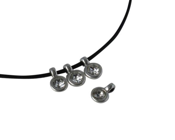 Swarovski and metal pendant 5mm. Silver-Crystal. Inn.1mm