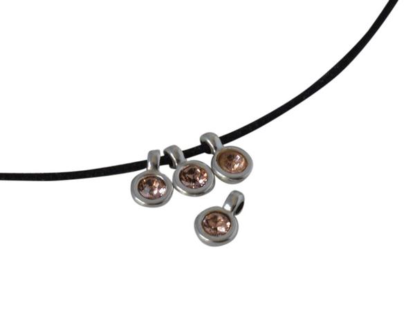 Swarovski and metal pendant 5mm. Silver-Light Peach. Inn.1mm