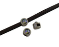 SWAROVSKI and Zamak Slider. 6x4mm. Silver-Paradishine. Inn.3x2mm