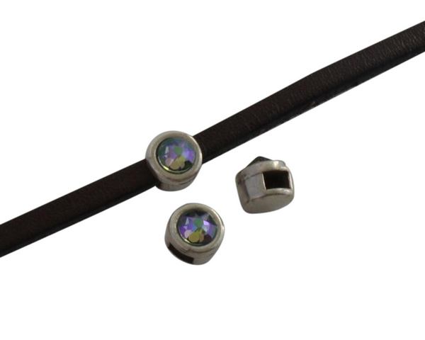 SWAROVSKI and Zamak Slider. 6x4mm. Silver-Paradishine. Inn.3x2mm