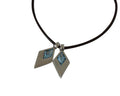 SWAROVSKI and Zamak Pendant. Rhombus 26x12mm. Silver-Aquam. Inn.2.5mm