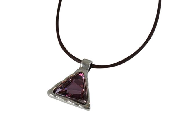 Swarovski and metal pendant 38x30mm. Silver-Antique Pink. Inn.4.8mm