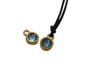 Swarovski and metal pendant coin 6.5x6.5mm. Gold-Aquam. Inn1.8mm