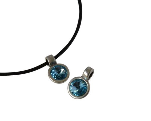 Swarovski and metal pendant 11,5x11,5mm. Silver-Aquam. Inn.3mm