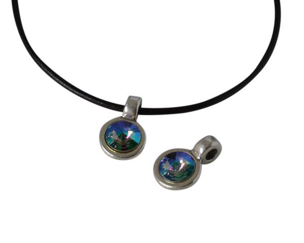 Swarovski and metal pendant 11,5x11,5mm. Silver-Parad. Inn.3mm