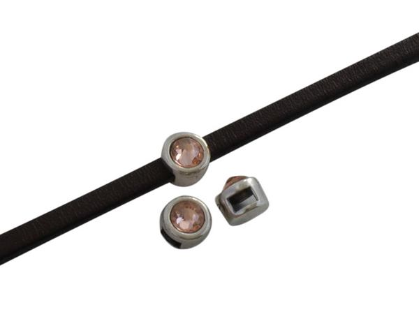 SWAROVSKI and Zamak Slider. 6x4mm. Silver-LP. Inn.3x2mm