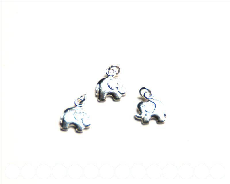 925 SILVER. Pendant. Elephant 10X8mm. Hole: 1.5mm.
