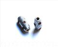 Resin. Barrel, 9x20mm. Silver&flowers. Inn. 3mm. approx. 2 Ud.