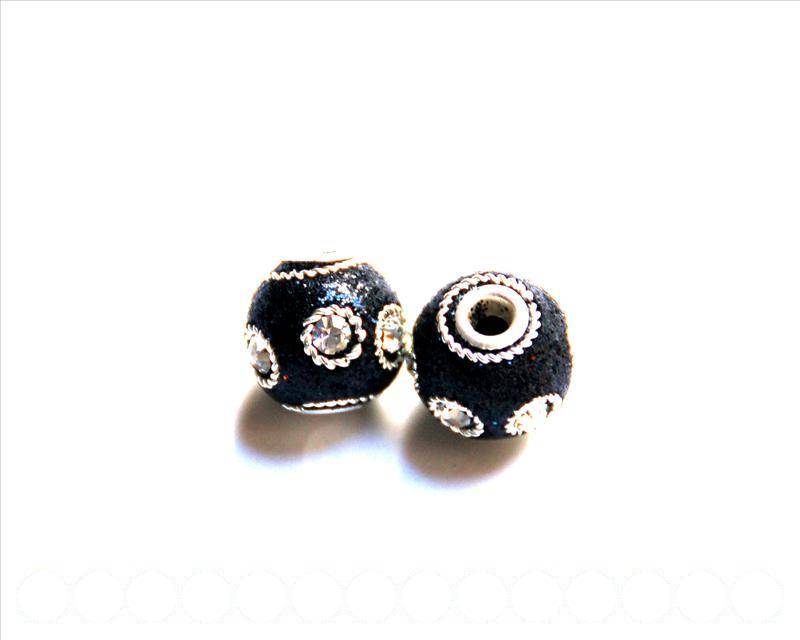 Resin. Round, 13mm. Black-crystal. Inn. 3mm. app. 2 Ud.