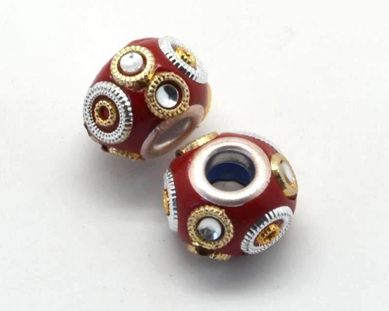 Resina. Rondel. 15x10,5mm. Rojo. Int.5mm aprox.