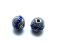 Resin. Round. 15mm. Silver color-blue. Inn.3mm.approx.