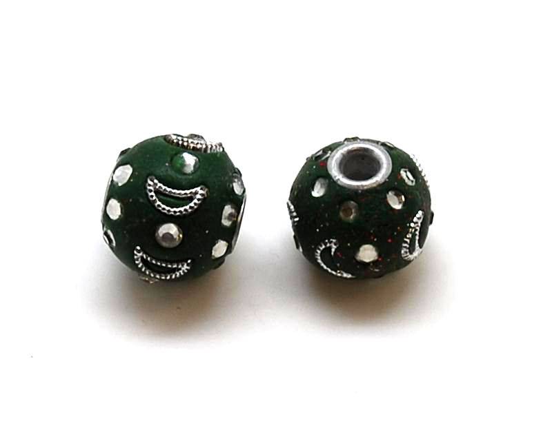 Resin. Round. 16mm. Green-crysral strass. Inn.3mm.app.