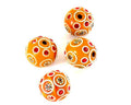 Resin/Metal/Rhinestone. Round. 20mm. Orange. Inn.1.5-2.5mm.