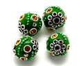 Resin/Tourmaline/Metal. Round. 16mm. Green. Inn.1.5-2.5mm.approx.