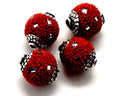 Resin/Metal. Round. 15mm. Red. Inn.2mm.approx.