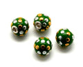 Resin/Metal. Round. 13mm. Green. Inn.3mm.approx.