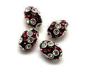Resin/Rhinestone. Barrel. 20x14mm. Black-pink strass. Inn. 3mm.approx.