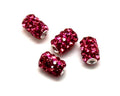 Resin/Rhinestone. Barrel. 10x13mm. Pink. Inn. 3mm.approx.