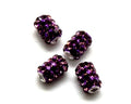 Resin/Rhinestone. Barrel. 10x13mm. Purple. Inn. 3mm.approx.
