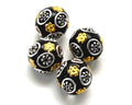 Resin/Metal. Round. 16mm. Black-gold. Inn.3mm.approx.