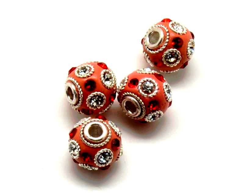 Resin/Rhinestone. Round. 13mm. Pink. Inn.3mm.approx.