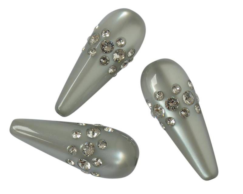 Resin/Swarovski. 12x30mm. Grey. Inn.2mm. Best Quality.