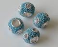 Resin/Metal. Rondelle. 15x10mm. Glittering Blue. Inn.5mm.approx.