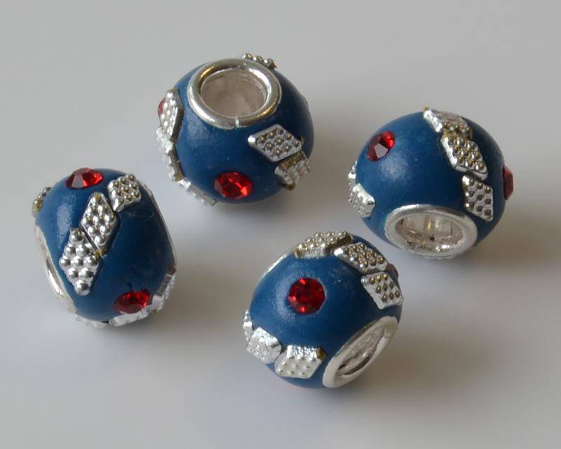 Resin/Metal. Rondelle. 15x10mm. Blue-red. Inn.5mm.approx.