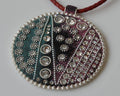 Resin/Metal/Rhinestone. Pendant.Coin.78mm.Silver-crystal.Inn.3.5mm