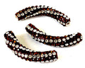 Resin/Metal/Rhinestone. Tube. 56x11mm. Brown-crystal. Inn.2.2mm.