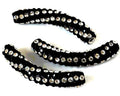 Resin/Metal/Rhinestone. Tube. 56x11mm. Black-crystal. Inn.2.2mm.
