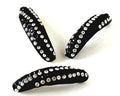 Resin/Metal/Rhinestone. Tube. 58x15mm. Black-crystal. Inn.2.5mm.