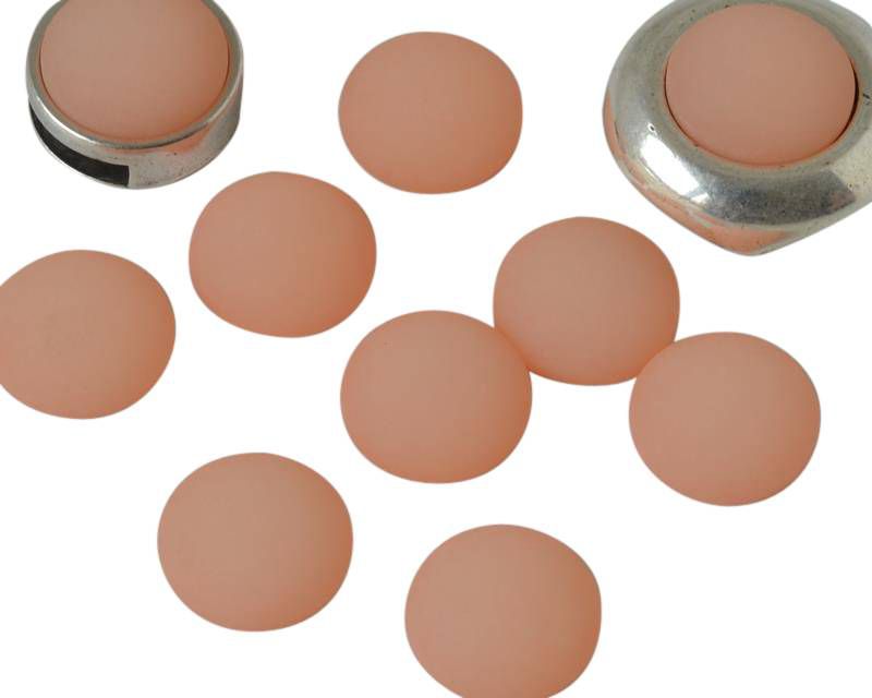 Resin. Cabochon. 12mm. Matt Salmon. Best Quality.