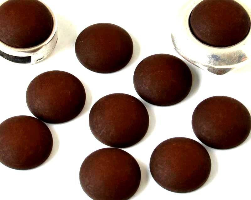 Resin. Cabochon. 12mm. Matt dark brown. Best Quality.