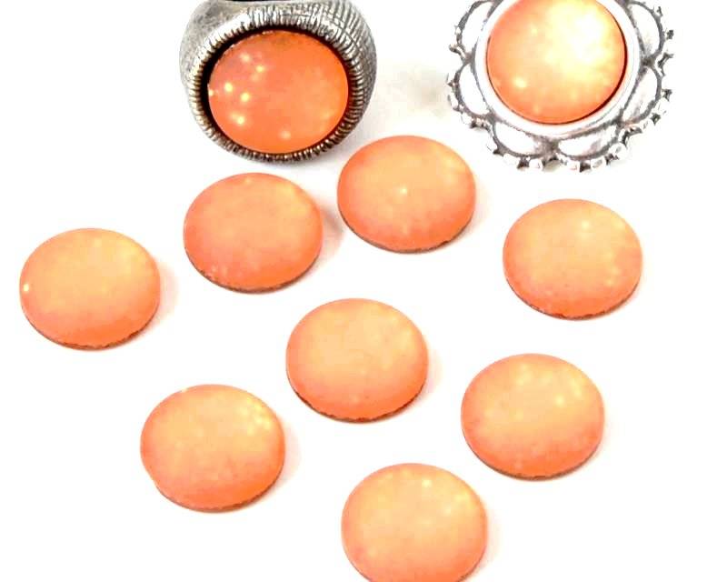 Resin. Cabochon. 12mm. Glittering matt orange. Best Quality.