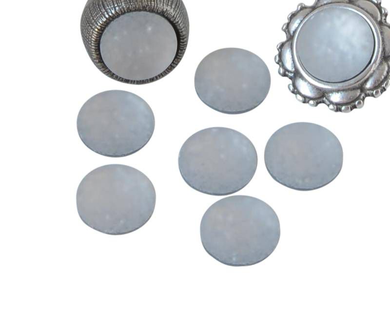 Resin. Cabochon. 12mm. Glittering matt white. Best Quality.