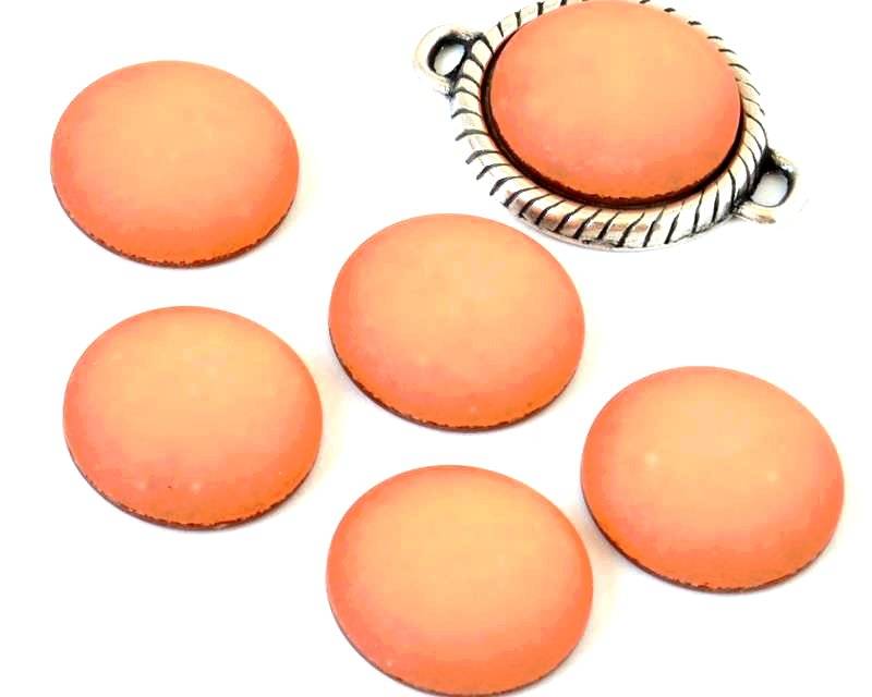 Resin. Cabochon. 20mm. Glittering matt orange. Best Quality.