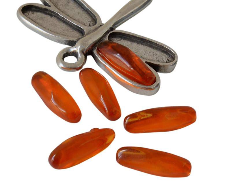 Resin. Cabochon. Irregular. 20x9mm. Orange. Best Quality.