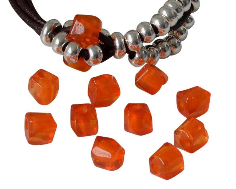 Resin. Irregular tube. 9x8mm. Orange. Inn.3mm. Best Quality.