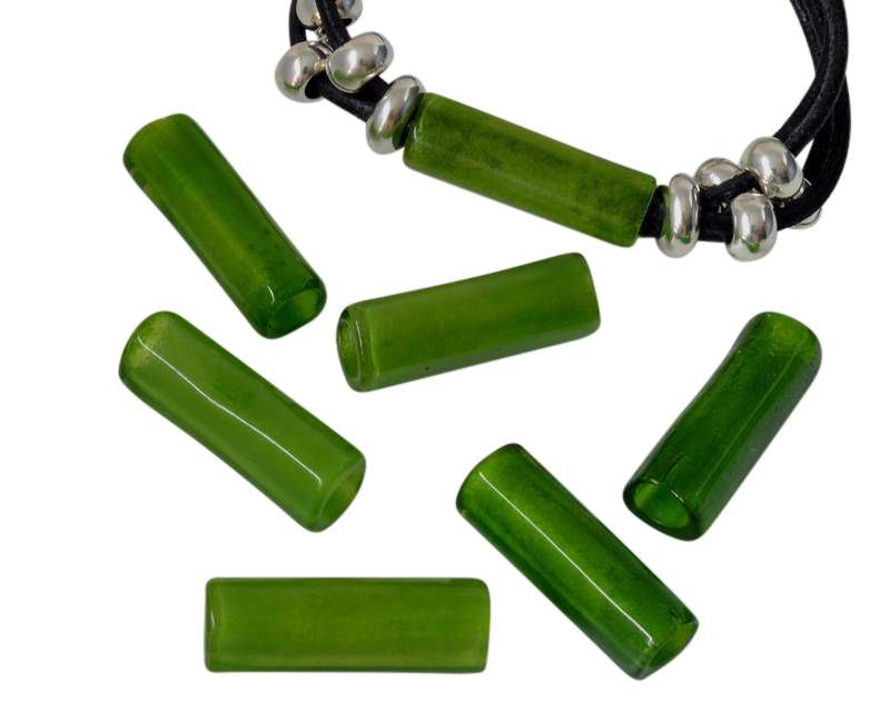Resin. Tube. 25x9mm. Apple green. Inn.5mm. Best Quality.