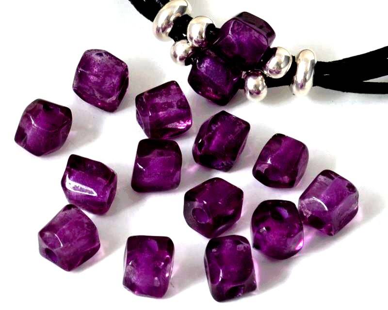 Resin. Irregular tube. 9x8mm. Purple. Inn.3mm. Best Quality.