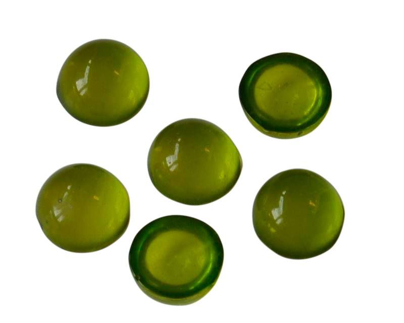 Resin. Cabochon. Coin. 7,2mm. Apple green. Best Quality.