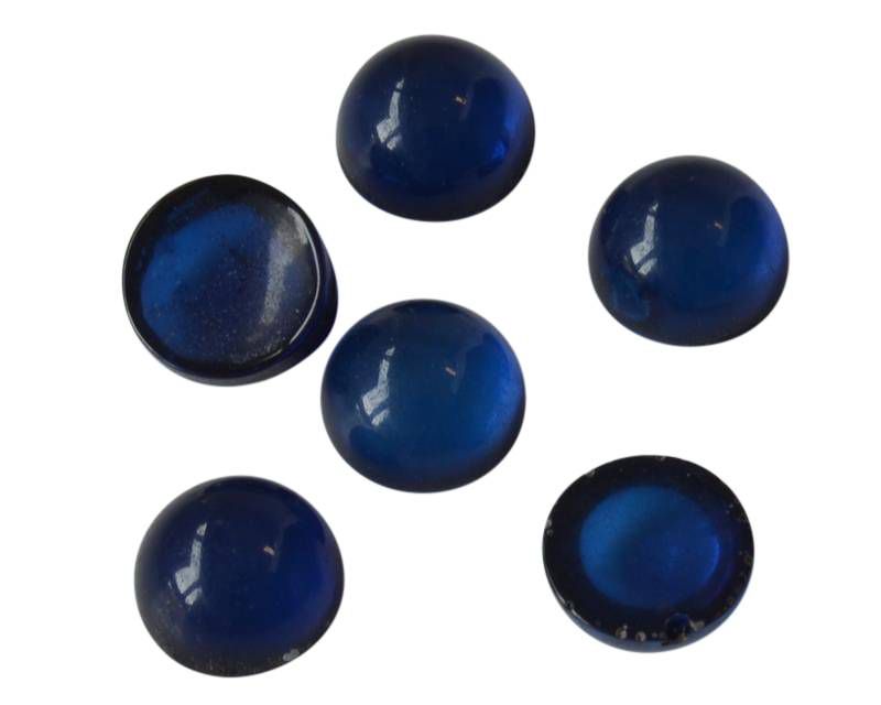 Resin. Cabochon. Coin. 7,2mm. Blue. Best Quality.