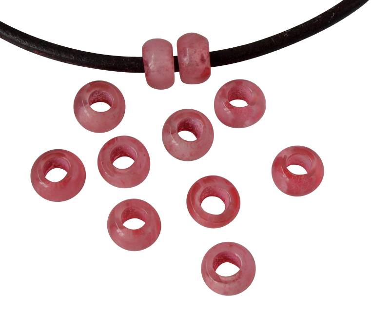 Resin rondell 6.5x6.5x4mm. Marbled pink. Inn.3mm aprox. Best Quality.