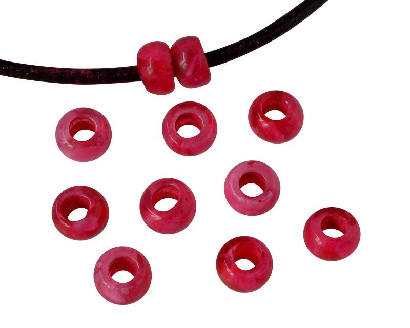Resin rondell 6.5x6.5x4mm. Marbled fuchsia. Inn.3mm aprox. Best Quality.