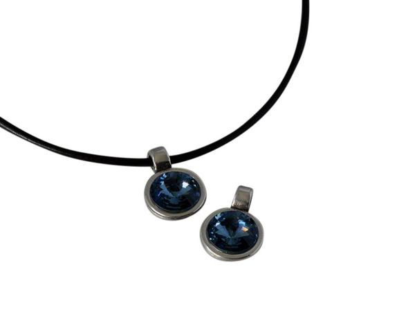 Swarovski and metal pendant 13mm. Silver-Denim Blue. Inn.2.8mm