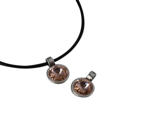 Swarovski and metal pendant 13mm. Silver-Light Peach. Inn.2.8mm