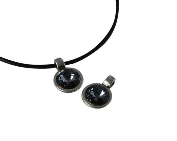 Swarovski and metal pendant 13mm. Silver-Silver Night. Inn.2.8mm